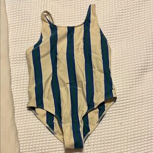 Zara Blue and Cream Striped Swimsuit